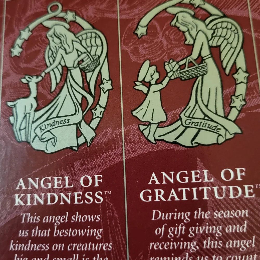 Longaberger Silver Tone Angel Christmas Ornaments (Silver, Black, Red)